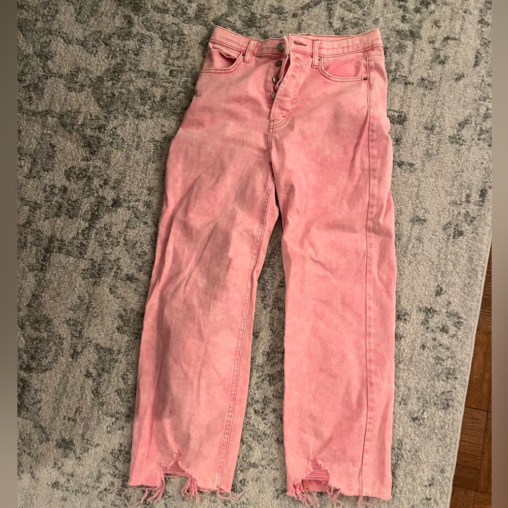 Pink jeans.
